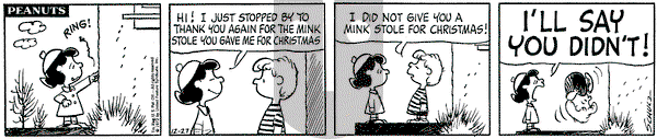 Peanuts on Wednesday December 27, 1972 Comic Strip