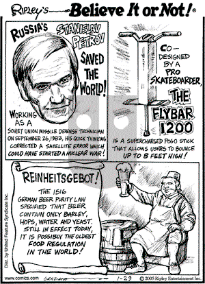 Ripley's Believe It or Not on Saturday January 29, 2005 Comic Strip