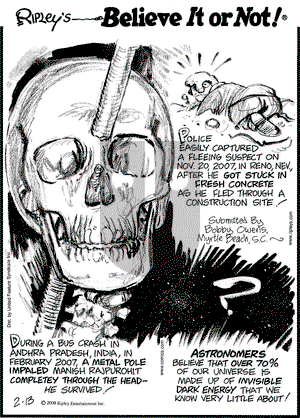 Ripley's Believe It or Not on Wednesday February 13, 2008 Comic Strip