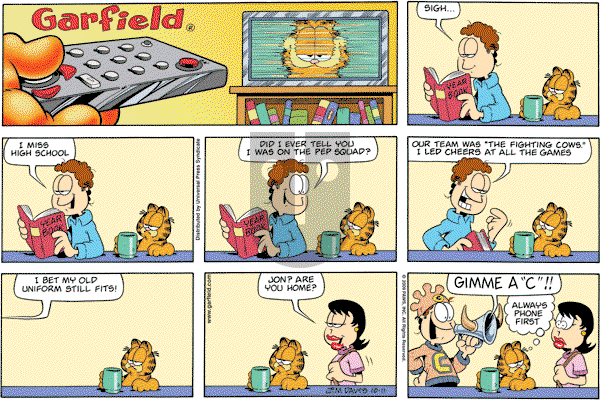 Garfield - Sunday October 11, 2009 Comic Strip
