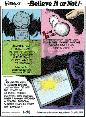 Ripley's Believe It or Not - Friday April 30, 2010 Comic Strip
