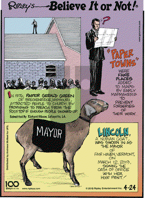 Ripley's Believe It or Not on Wednesday April 24, 2019 Comic Strip