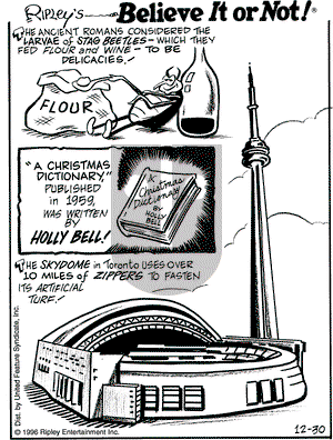 Ripley's Believe It or Not on Monday December 30, 1996 Comic Strip