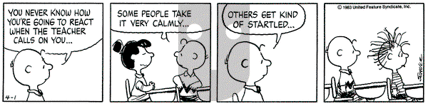 Peanuts on Friday April 1, 1983 Comic Strip