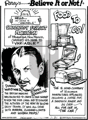 Ripley's Believe It or Not on Monday January 31, 2005 Comic Strip
