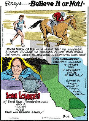 Ripley's Believe It or Not on Monday September 15, 2008 Comic Strip