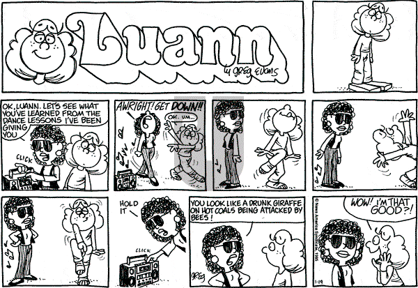 Luann on Sunday January 19, 1986 Comic Strip