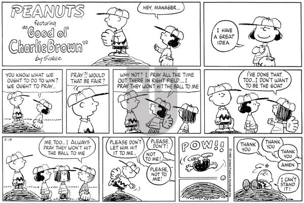 Peanuts on Sunday May 18, 1986 Comic Strip