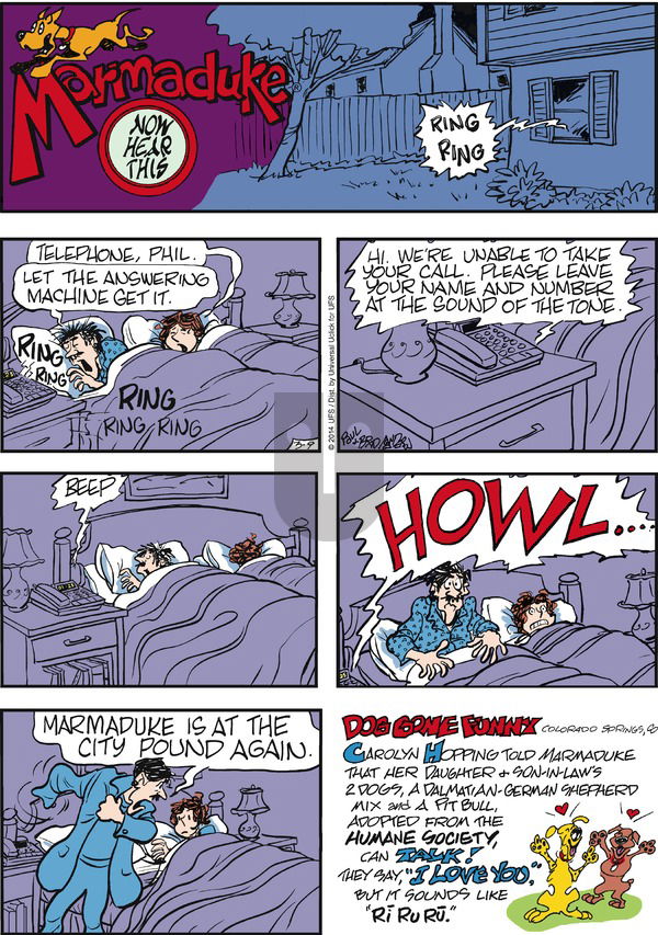 Marmaduke on Sunday March 9, 2014 Comic Strip
