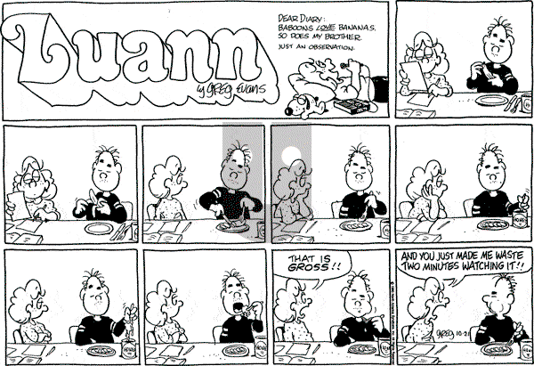 Luann on Sunday October 21, 1990 Comic Strip
