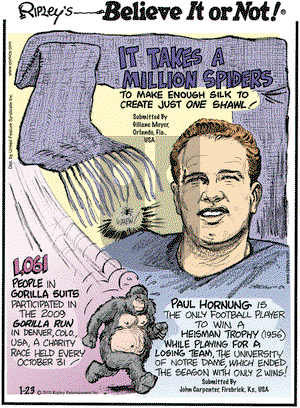 Ripley's Believe It or Not on Saturday January 23, 2010 Comic Strip