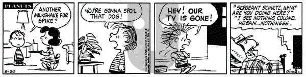 Peanuts on Wednesday August 20, 1975 Comic Strip