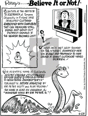 Ripley's Believe It or Not on Friday June 23, 2000 Comic Strip