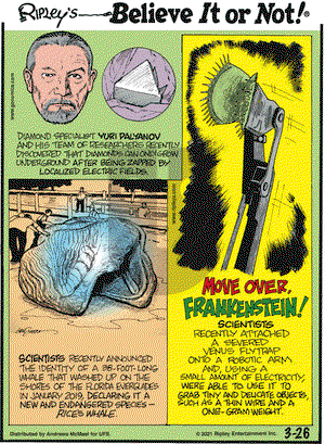 Ripley's Believe It or Not on Friday March 26, 2021 Comic Strip