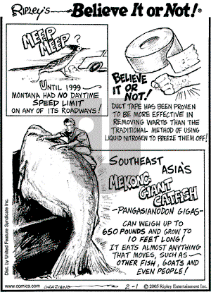 Ripley's Believe It or Not on Tuesday February 1, 2005 Comic Strip