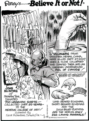 Ripley's Believe It or Not on Friday February 15, 2008 Comic Strip