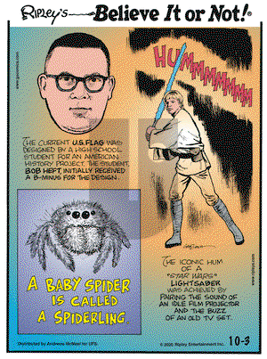 Ripley's Believe It or Not on Saturday October 3, 2020 Comic Strip