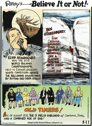 Ripley's Believe It or Not on Monday March 11, 2013 Comic Strip
