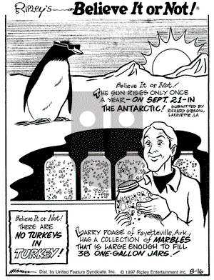 Ripley's Believe It or Not on Saturday August 16, 1997 Comic Strip