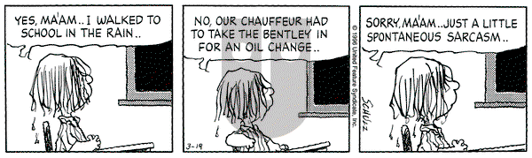 Peanuts on Tuesday March 19, 1996 Comic Strip