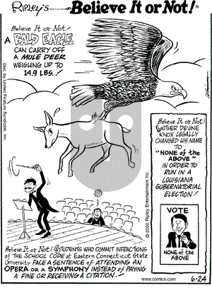 Ripley's Believe It or Not - Saturday June 24, 2000 Comic Strip