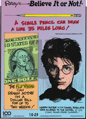 Ripley's Believe It or Not on Wednesday October 23, 2019 Comic Strip
