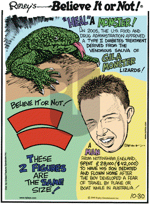 Ripley's Believe It or Not on Friday October 30, 2009 Comic Strip