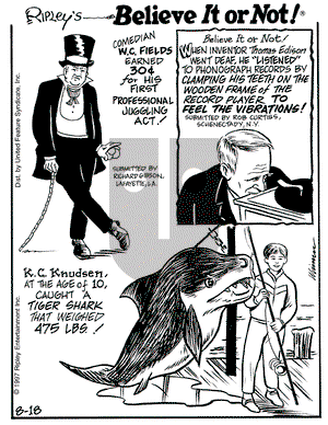Ripley's Believe It or Not on Monday August 18, 1997 Comic Strip