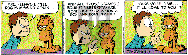 Garfield - Wednesday September 12, 2001 Comic Strip