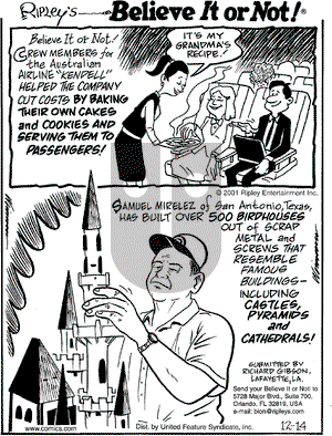 Ripley's Believe It or Not on Friday December 14, 2001 Comic Strip