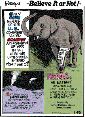 Ripley's Believe It or Not - Thursday September 30, 2010 Comic Strip