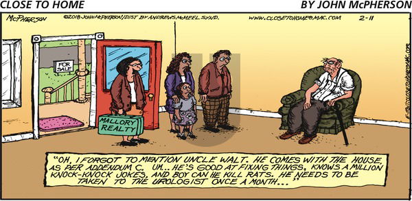 Close to Home on Sunday February 11, 2018 Comic Strip