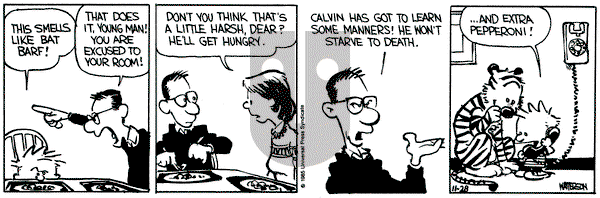 Calvin and Hobbes on Thursday November 28, 1985 Comic Strip