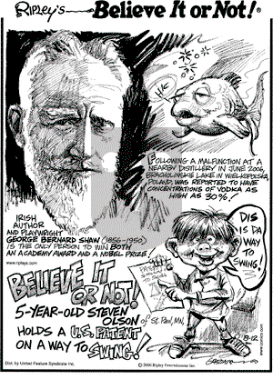 Ripley's Believe It or Not on Saturday August 12, 2006 Comic Strip