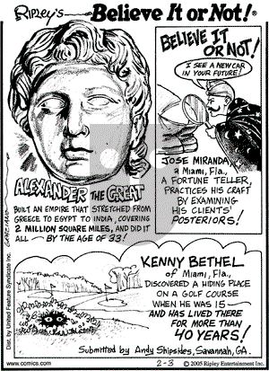 Ripley's Believe It or Not on Thursday February 3, 2005 Comic Strip