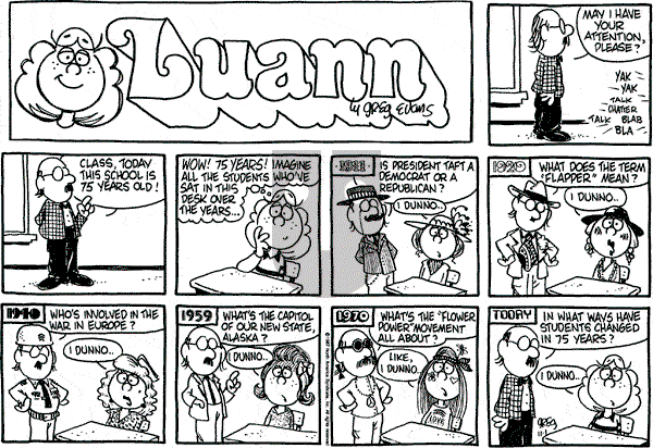 Luann on Sunday November 1, 1987 Comic Strip