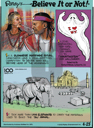 Ripley's Believe It or Not on Thursday April 25, 2019 Comic Strip