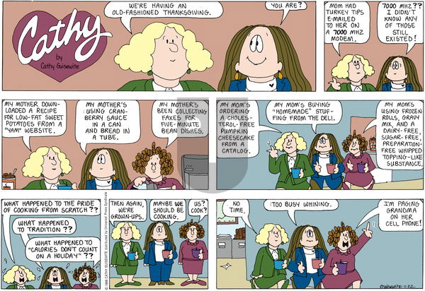 Cathy Classics on Sunday November 22, 1998 Comic Strip