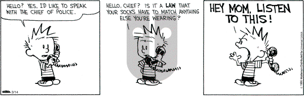 Calvin and Hobbes on Saturday March 14, 2015 Comic Strip