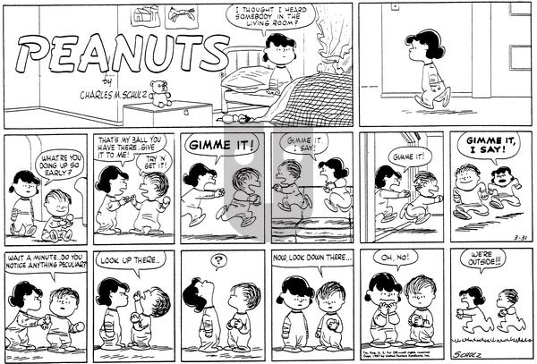 Peanuts on Sunday March 31, 1957 Comic Strip