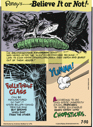 Ripley's Believe It or Not on Monday July 30, 2018 Comic Strip
