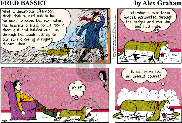 Fred Basset on Sunday January 27, 2002 Comic Strip
