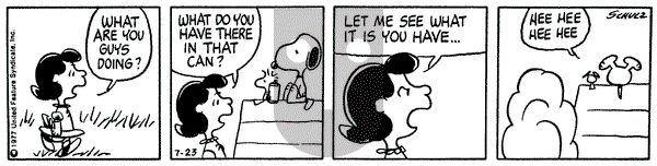 Peanuts on Saturday July 23, 1977 Comic Strip