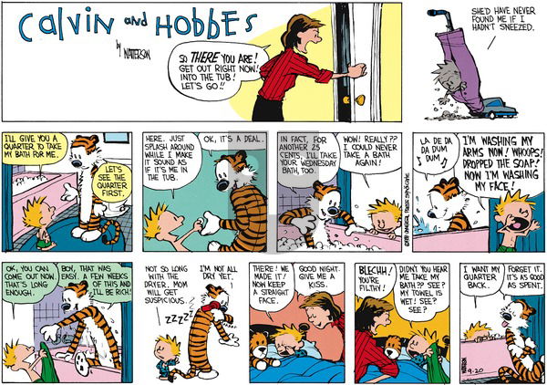 Calvin and Hobbes on Sunday October 30, 1988 Comic Strip