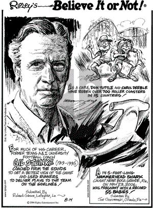 Ripley's Believe It or Not on Monday August 14, 2006 Comic Strip