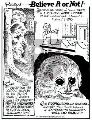Ripley's Believe It or Not on Sunday November 2, 1997 Comic Strip
