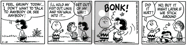 Peanuts on Friday February 18, 1983 Comic Strip