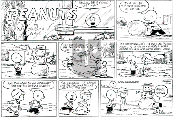 Peanuts - Sunday December 6, 1953 Comic Strip