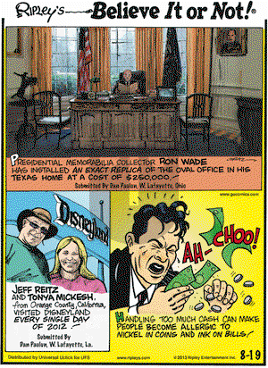 Ripley's Believe It or Not on Monday August 19, 2013 Comic Strip