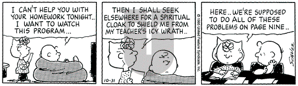 Peanuts on Tuesday October 31, 1995 Comic Strip